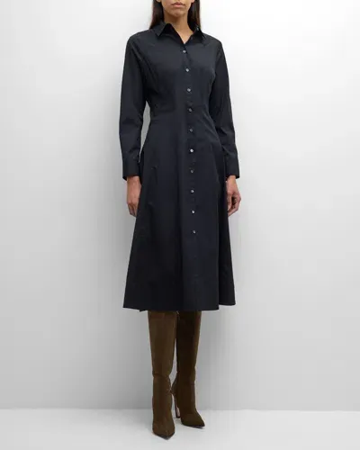 Veronica Beard Goldie Midi Shirtdress In Black