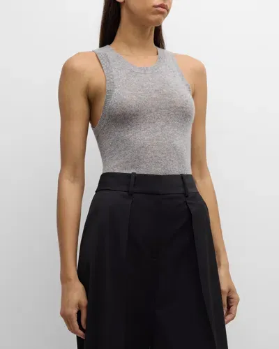 Veronica Beard Jerrel Cashmere Tank Top In Heather Grey