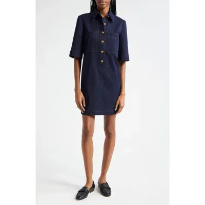 Veronica Beard Koulis Denim Minidress In Midnight Wash