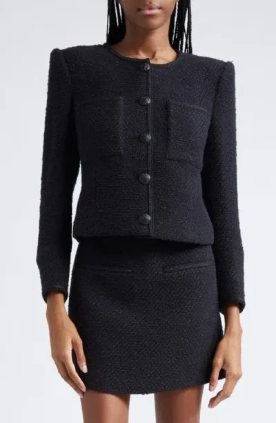 Veronica Beard Lars Metallic Cotton Blend Tweed Jacket In Black