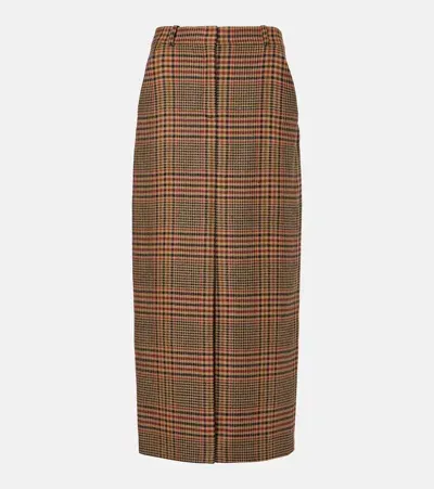 Veronica Beard Maxine Plaid Virgin Wool Maxi Skirt In Brown