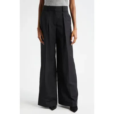 Veronica Beard Sonia Wool Blend Wide Leg Pants In Black