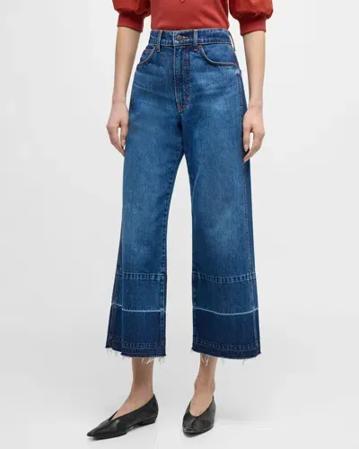 Veronica Beard Taylor Cropped High-rise Wide Jeans In Bright Blue