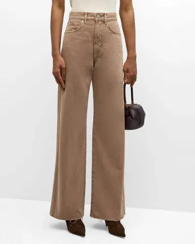 Veronica Beard Taylor High-rise Wide-leg Jeans In Tan Sierra