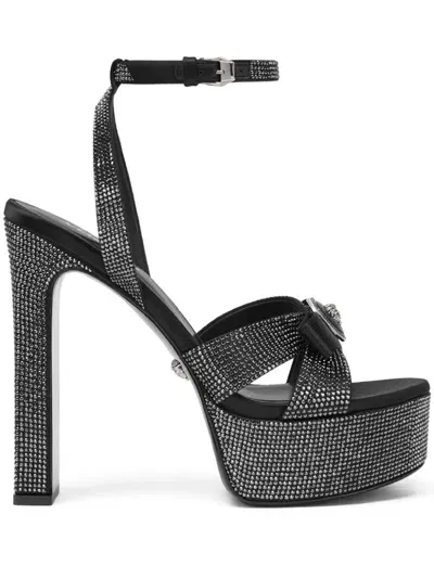 Versace 140mm Gianni Ribbon Sandals In Black