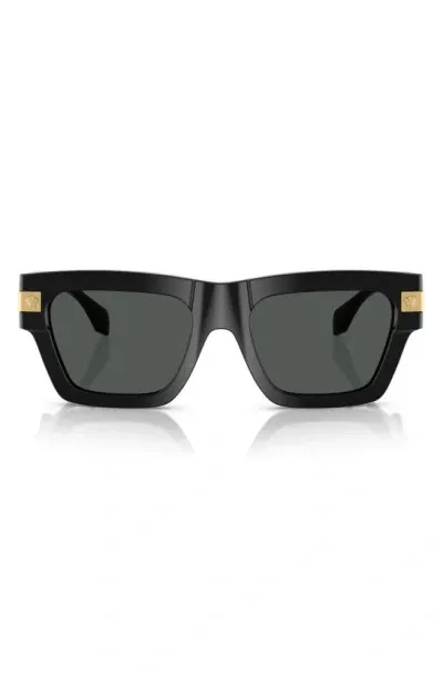 Versace 52mm Rectangular Sunglasses In Black