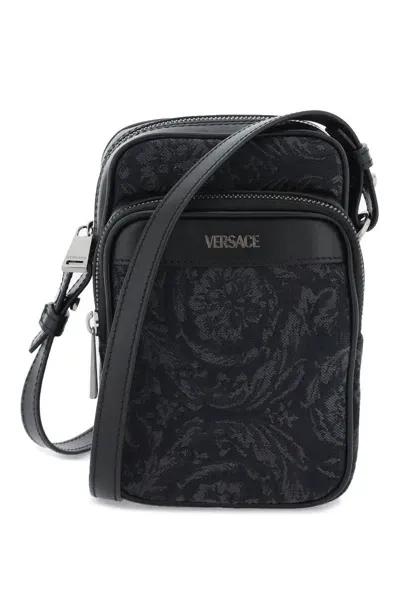 Versace Athena Barocco Crossbody Bag In Brown