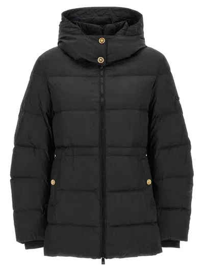 Versace Barocco Down Jacket In Black