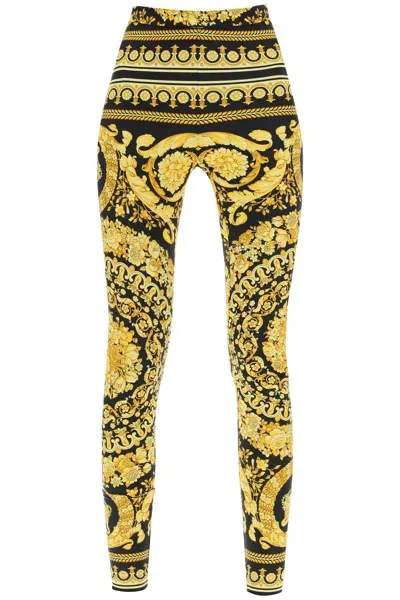 Versace Barocco Leggings In Green