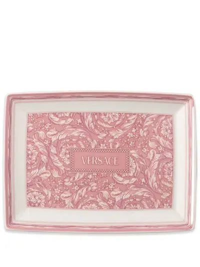 Versace Barocco Square Porcelain Plate (18cm) In Pink