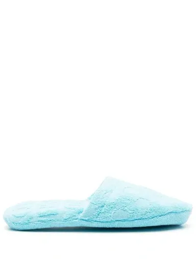 Versace Bath Slippers Terry Jacquard La Vacanza In Blue