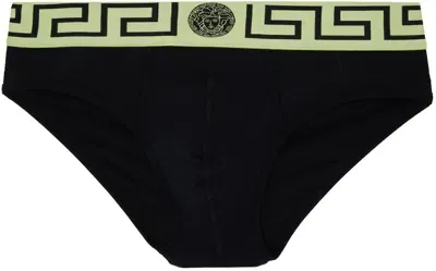 Versace Greca Border Briefs In Black