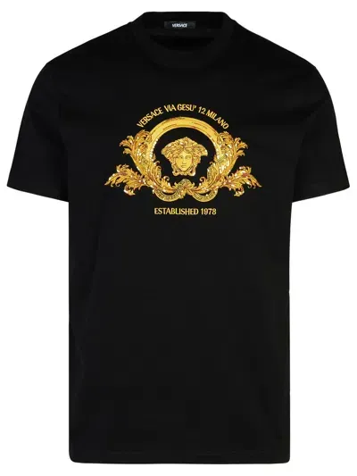 Versace Black Cotton T-shirt Man