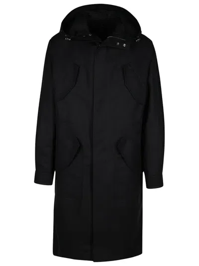 Versace Black Cotton Trench Coat