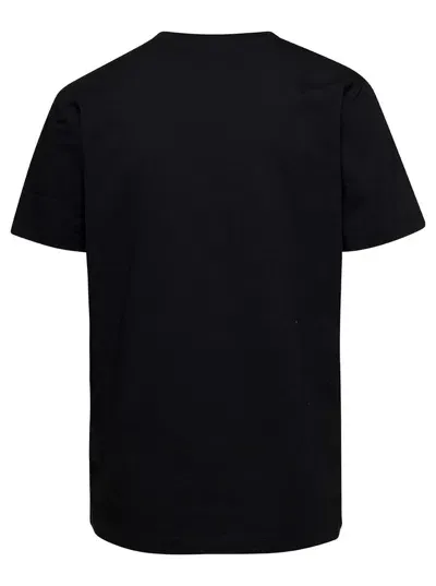 Versace Black Crewneck T-shirt With Contrasting Logo Lettering Print In Cotton Man