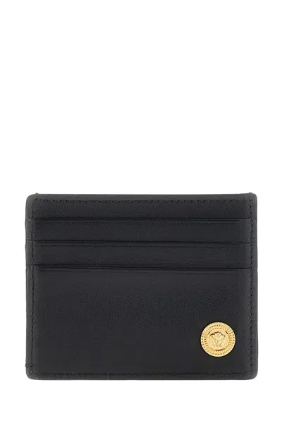 Versace Black Leather Medusa Biggie Card Holder In 1b00v