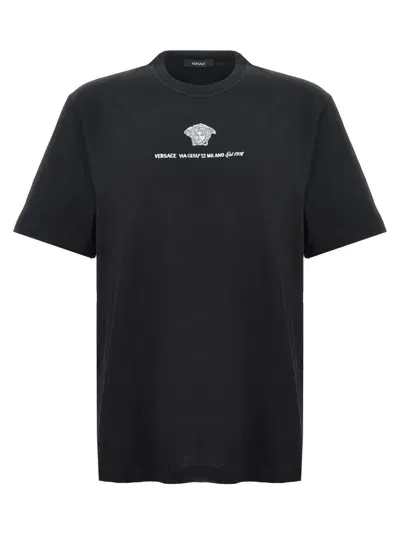 Versace Black Logo Embroidery T-shirt