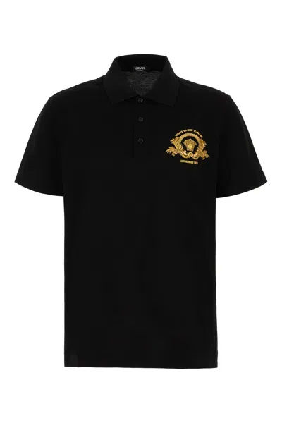 Versace Black Piquet Polo Shirt