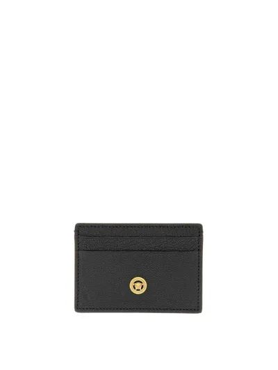 Versace Leather Card Case In Black