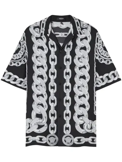 Versace Chain-link Print Shirt In Black