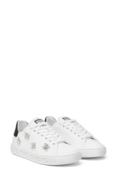 Versace Crystal Butterfly Low Top Sneaker In White Black