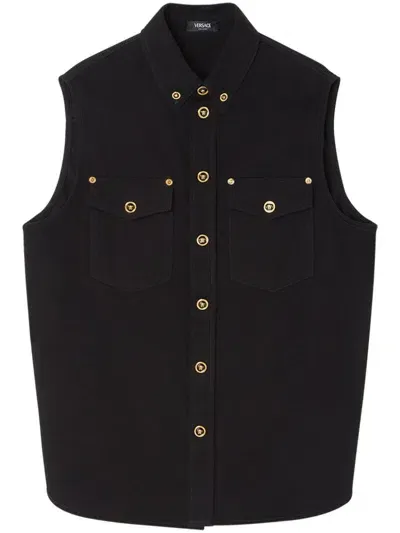 Versace Denim Shirt In Black