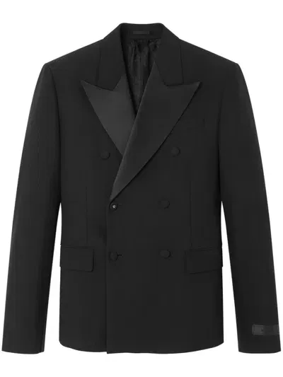 Versace Double-breasted Blazer In Black