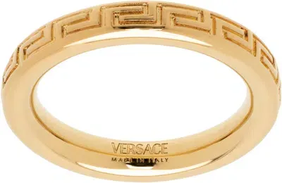 Versace Gold Engraved Greek Key Ring In 3j000- Gold