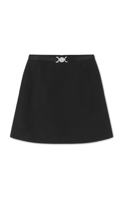 Versace Grain De Poudre Wool Skirt In Black