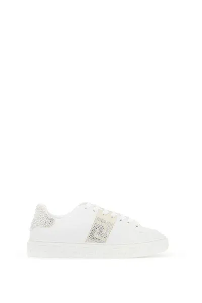 Versace Greca Crystal Sneakers In White