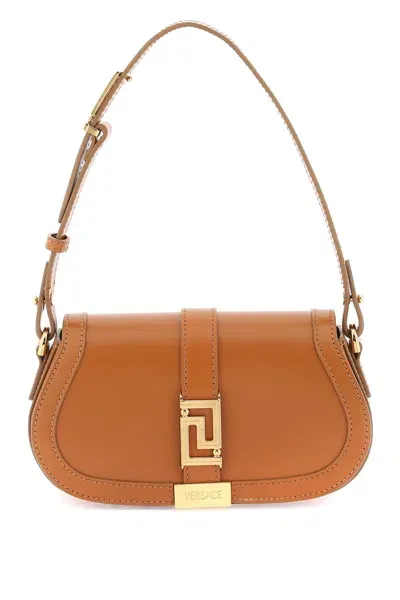 Versace Greca Goddess Mini Shoulder Bag In Brown