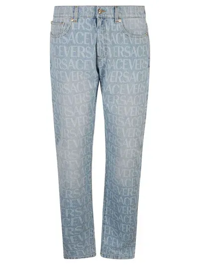 Versace Allover Jeans In 1d380-light Blue