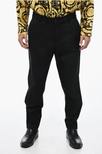 Versace Jeans Couture Chino Pants With Zipped Hem In Black