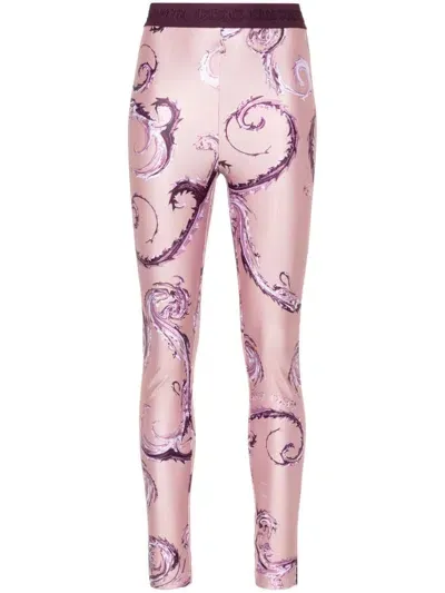 Versace Jeans Couture Watercolor Couture Leggings In Pink