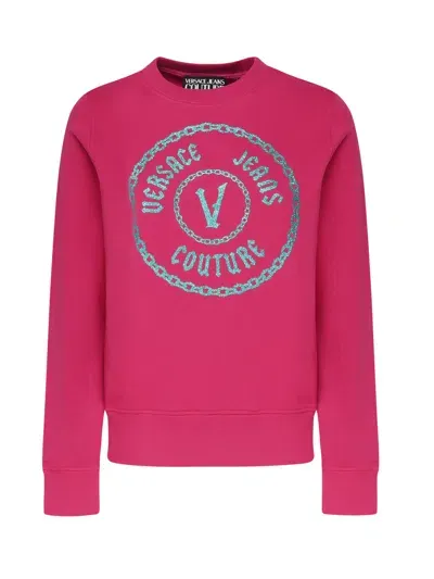 Versace Jeans Couture Cotton Sweatshirt In Pink