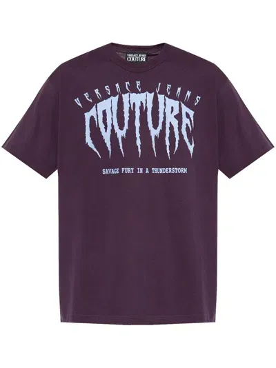 Versace Jeans Couture Graphic Logo T-shirt In Purple