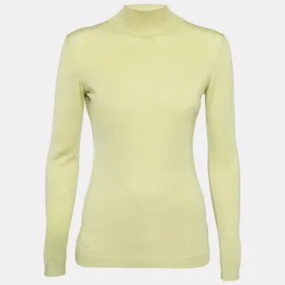 Pre-owned Versace Jeans Couture Lime Green Knit Back Open Sweatshirt Xs