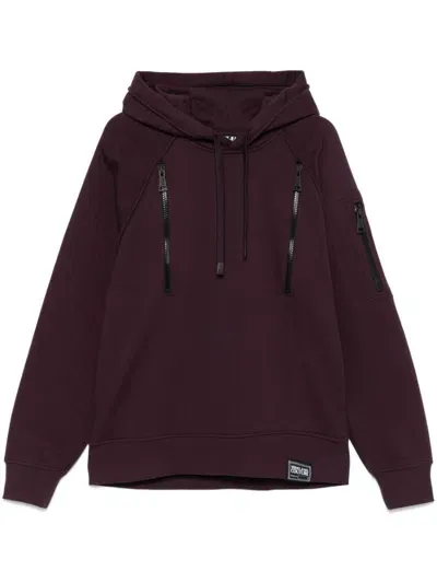 Versace Jeans Couture Logo-patch Hoodie In Purple