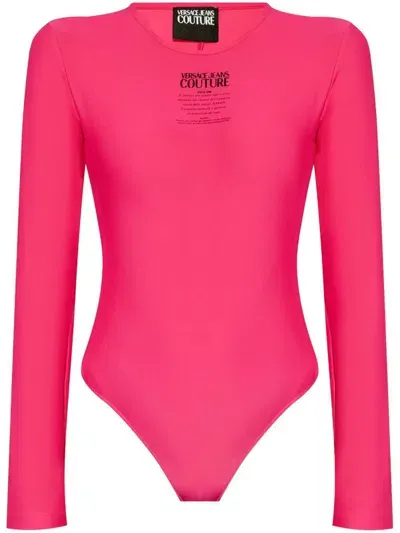 Versace Jeans Couture Logo-print Bodysuit In Pink