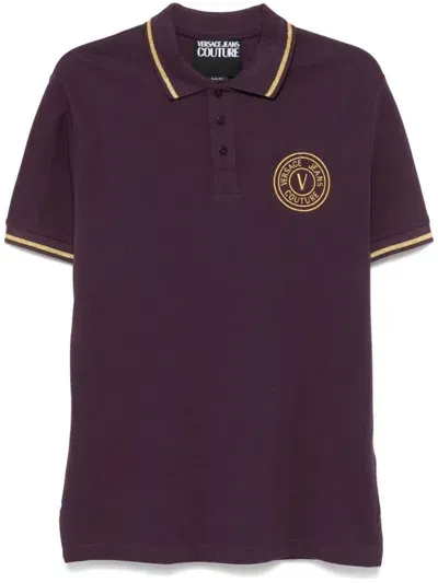 Versace Jeans Couture V-emblem Polo Shirt In Purple