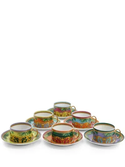 Versace Jungle Animalier Tea Cup (set Of Six) In Purple