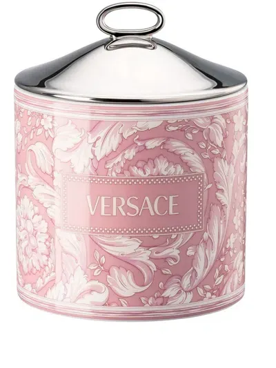 Versace Large Barocco Porcelain Box In Pink