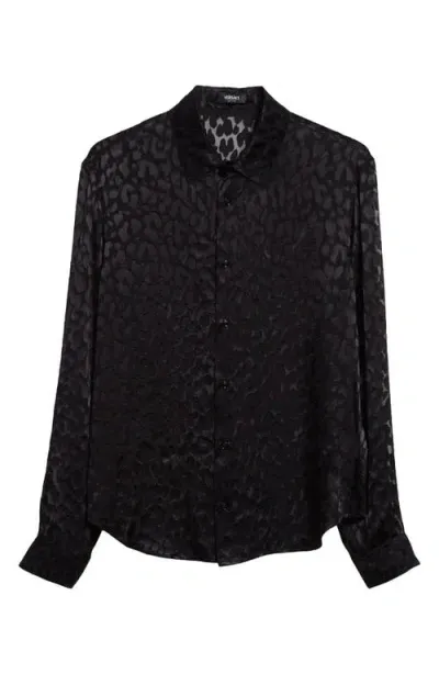 Versace Leopard Devoré Button-up Shirt In Black