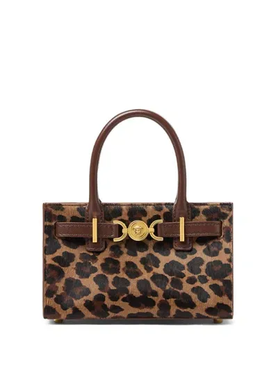 Versace Leopard Medusa '95 Mini Shopper In Brown