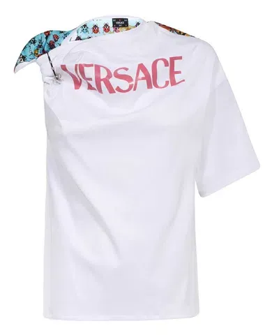 Versace Logo Print T-shirt In White