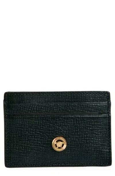 Versace Medusa Leather Card Case In Black