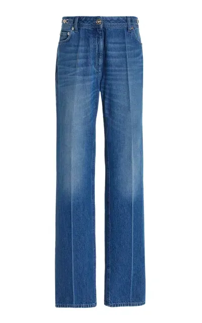 Versace Medusa Rigid High-rise Straight-leg Jeans In Dark Wash