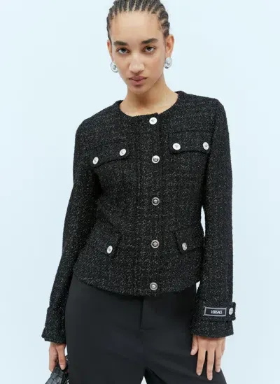 Versace Medusa Tweed Jacket In Black