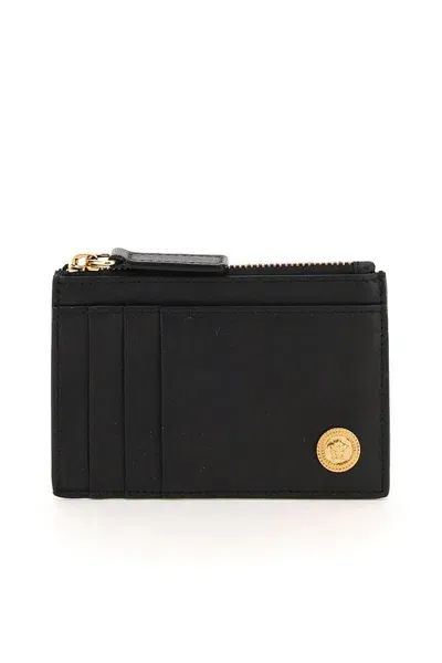 Versace Medusa Zipped Cardholder In Nero