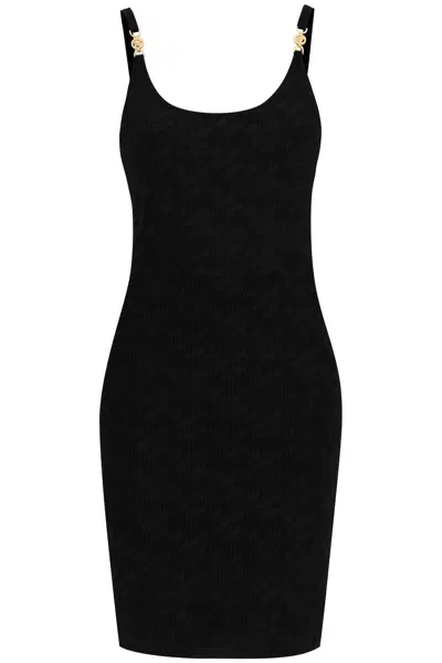 Versace Black Viscose Stretch Cut Out Midi Dress